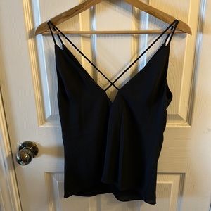 Black open back tank top